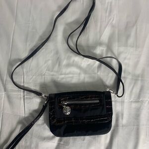Brighton Black Crossbody Bag with Silver Charm